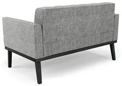 Sofá Namoradeira e 2 Poltronas Base Madeira Preto Ana Linho Grafite -