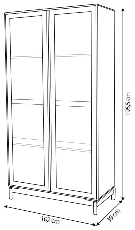 Cristaleira Decorativa Sala de Jantar 02 Portas de Vidro Zelda Natural/Oregon G04 - Gran Belo