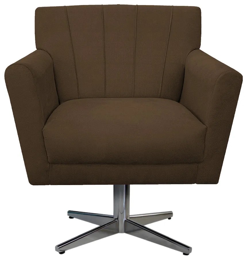 Poltrona Laura Base Giratória de Metal Suede Marrom - ADJ Decor