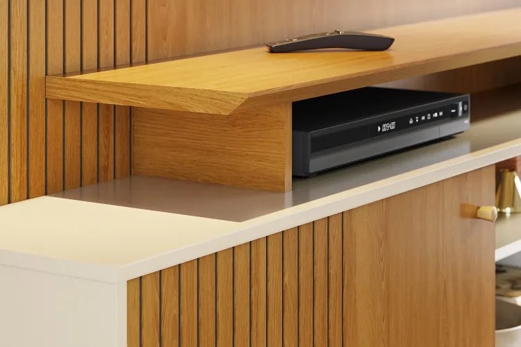 Home Theater Ares Cinamomo/Off White - Madetec Móveis