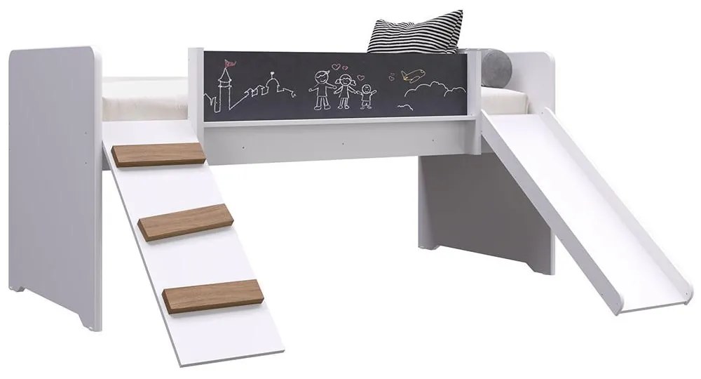Cama Criança Infantil Solteiro Com Escorregador Rampa BY710