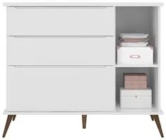 Jogo De Quarto Infantil Guarda Roupa e Cômoda 100% MDF Melinda Branco