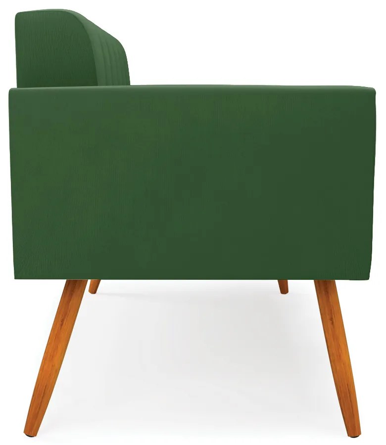 Sofá Namoradeira Elisa Suede Verde Pés Palito Castanho - D'Rossi