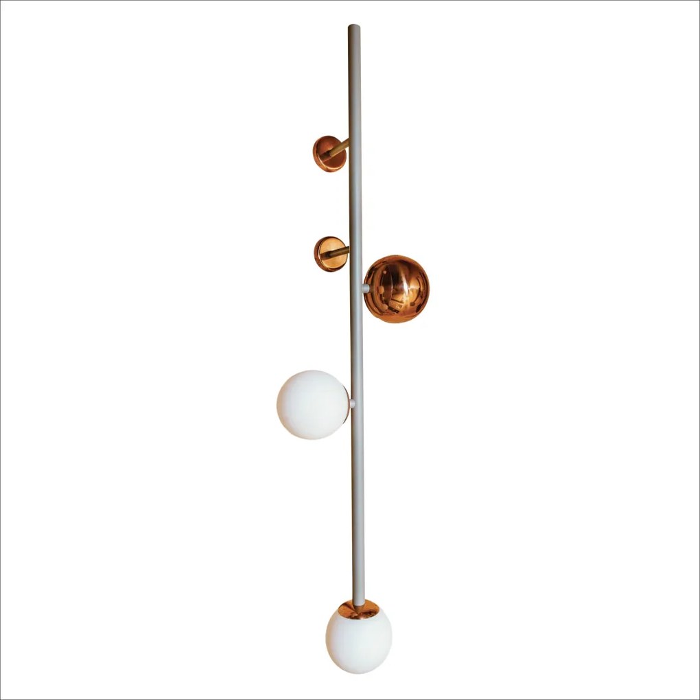 Arandela Organic Vertical 29X17X112Cm Alumínio E Globo Ø12Cm 2Xg9 Por... (BT - Branco Texturizado)