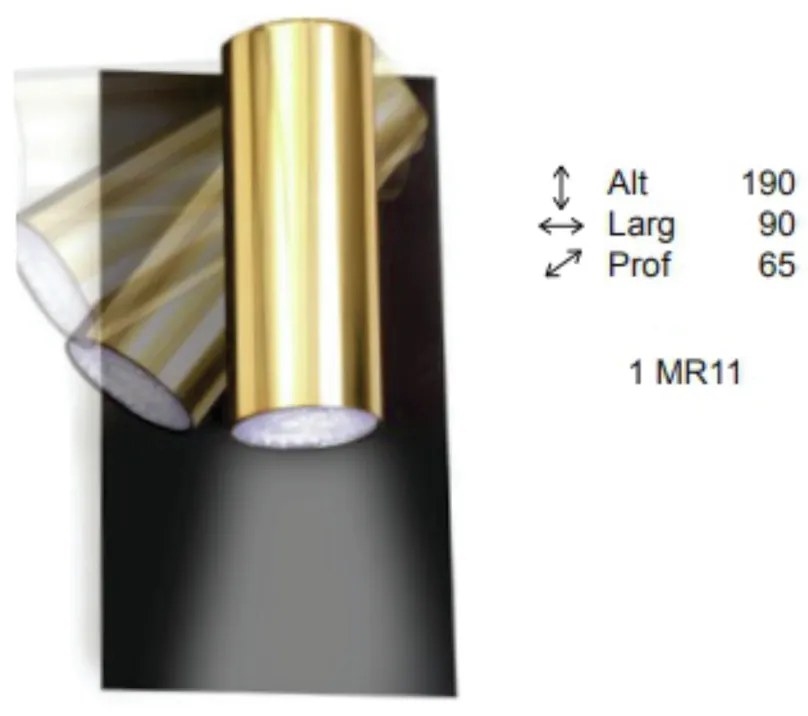 Arandela Swilver Tubo 1 Facho Movel 6,5X09X19Cm 1Xmr11 C/ Interruptor... (CHAMPANHE / DOURADO BRILHO)