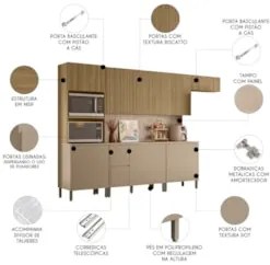 Armário de Cozinha CP07 Com Tampo 120cm Minsk Vanilla/Freijó Z06 - Mpo