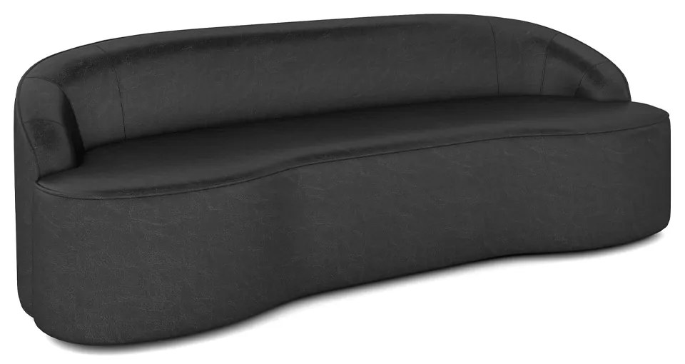 Sofá Decorativo 3 Lugares 210cm Joel Curvo com Encosto PU Preto G15 - Gran Belo