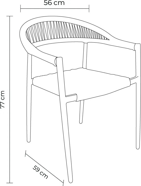 Kit 6 Cadeiras Área Externa de Alumínio Carmy com Corda Naútica Grafite/Amêndoa G56 - Gran Belo