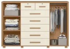 Cômoda Para Quarto 7 Gavetas 160cm Fontaine A02 Off/Freijó  - Mpozenat