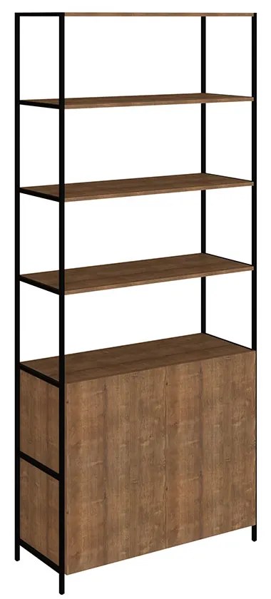 Estante Multiuso Steel Quadra 02 Portas Estilo Industrial Vermont e Preto - D'Rossi