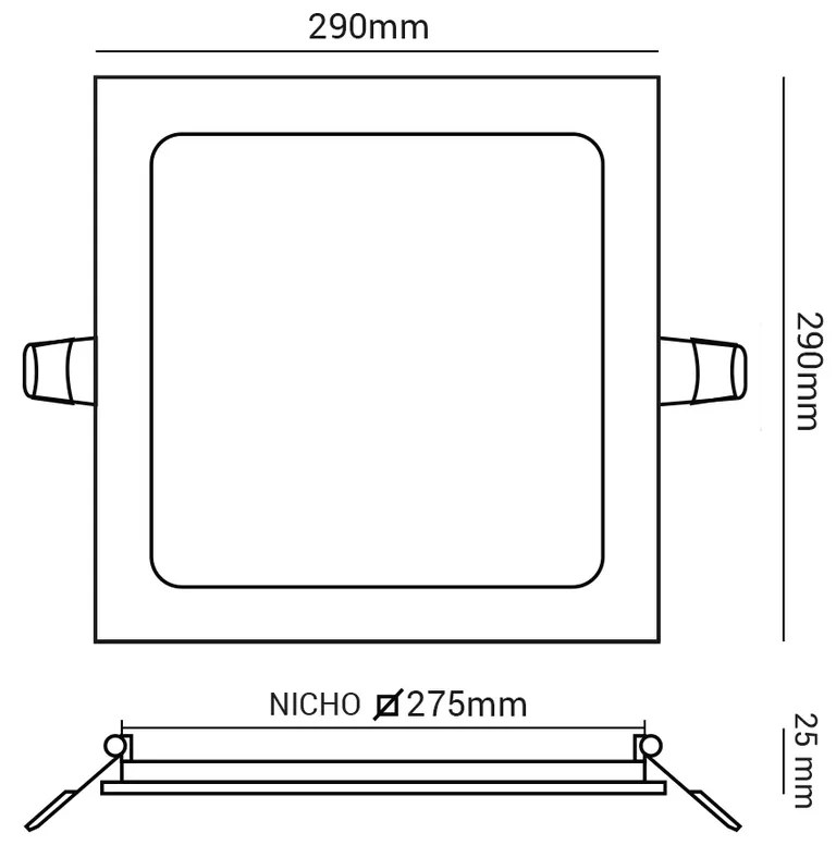 Luminária De Embutir Quadrado 24W 3000K Led Bivolt 30X30X2,5Cm Downlig... (Branco)