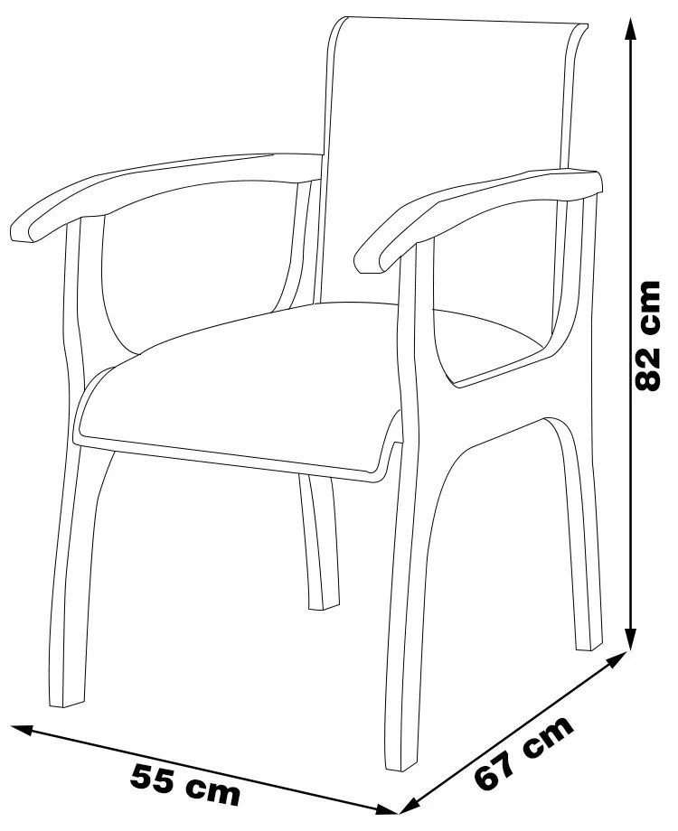 Kit 4 Cadeiras Decorativa Sala de Jantar Madeira Maciça Pedri com Braço Linho Off White/Imbuia G42 - Gran Belo