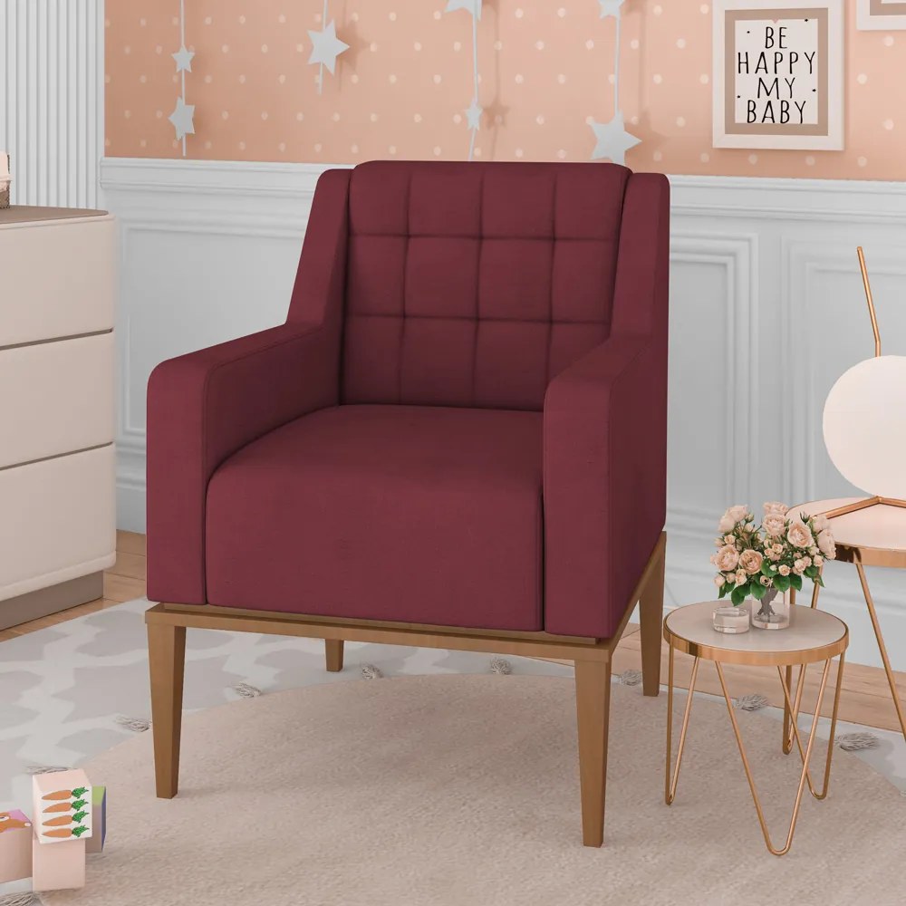 Kit 2 Poltronas Decorativas Sala de Estar Madonna Suede Bordô G52 - Gran Belo