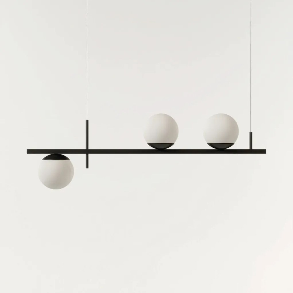 Pendente Three Gud Retângular 26X12X80Cm Alumínio E Globo Ø12Cm Fosco... (CINZA FOSCO, FOSCO)