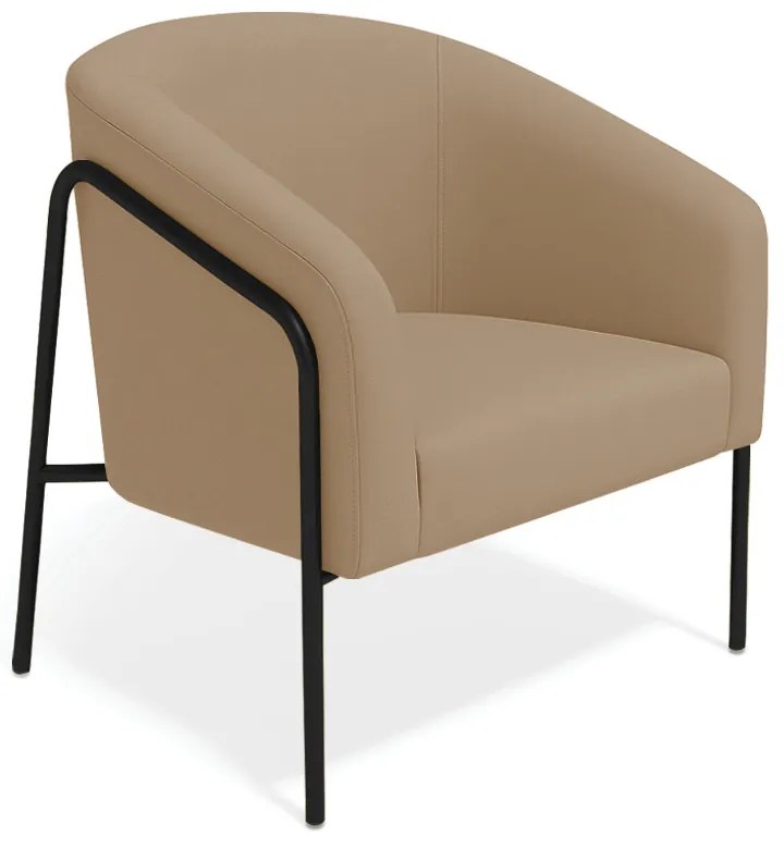 Poltrona Sala Industrial Alta Preto Stella Suede D03 - D'Rossi - Marrom Rato