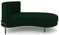 Chaise Longue Divã 164cm Braço Esquerdo Logus D06 Veludo Verde - Mpoze
