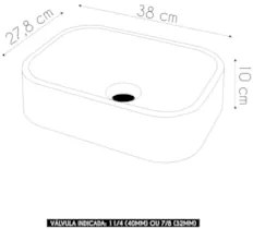 Cuba Pia Para Banheiro Retangular 38cm Dalila C08 Preto Granit - Mpoze