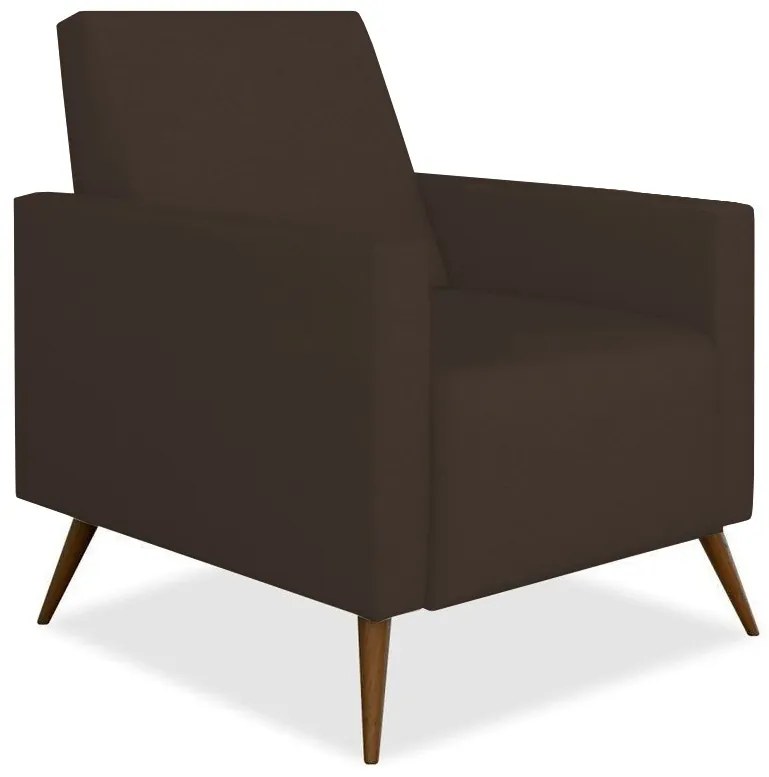 Kit Poltrona Gabi Pé Palito + Puff Quadrado Suede Marrom Sala, quarto, amamentação