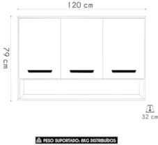 Armário de Cozinha Aéreo 120cm Rita Freijó/Off Acetinado Z44 - Mpozena