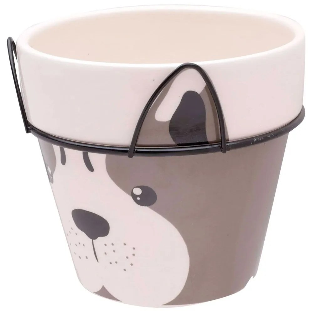 Vaso Cerâmica Decorativo Dog Face com Suporte