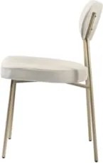 Cadeira Jantar Estofada Pé Metal Rosê Kit 2 Lavy Linho Bege S08 - Mpoz