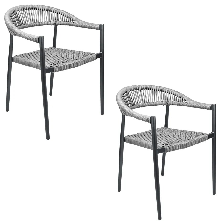 Kit 2 Cadeiras Área Externa de Alumínio Carmy com Corda Naútica Grafite G56 - Gran Belo