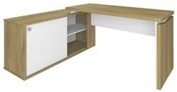 Mesa Escrivaninha em L 135x168cm 1 Porta Sharp A06 Olmo/Branco - Mpoze