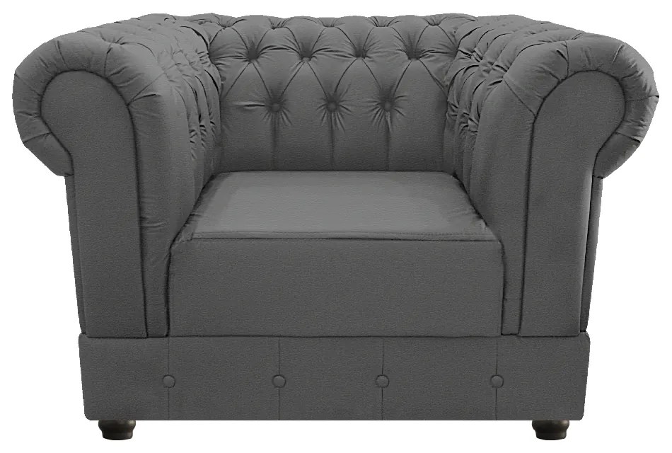 Poltrona Decorativa Chesterfield Ana Corano Cinza - ADJ Decor