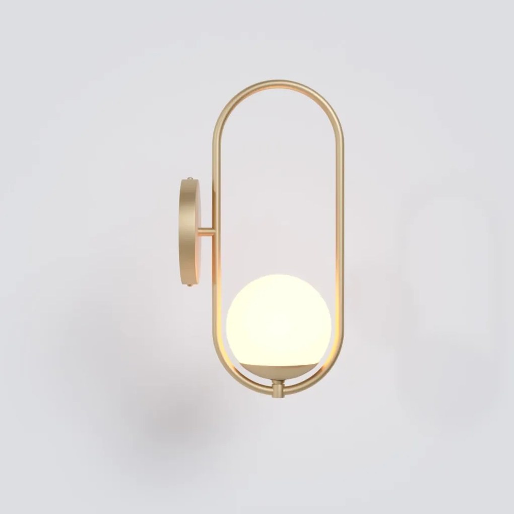 Arandela Elo 12X16X35Cm Aluminio E Globo 01Xg9 - Qimporta Ar2302 (CHAMPANHE / DOURADO BRILHO)