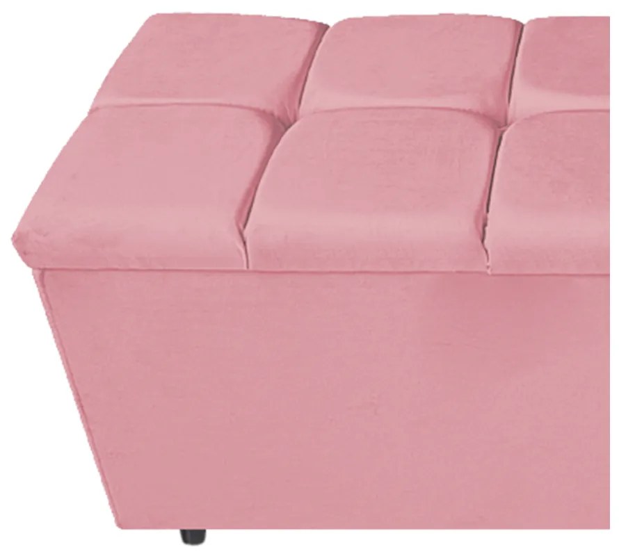 Calçadeira Estofada Manchester 90 cm Solteiro Suede Rosa Bebê - ADJ Decor