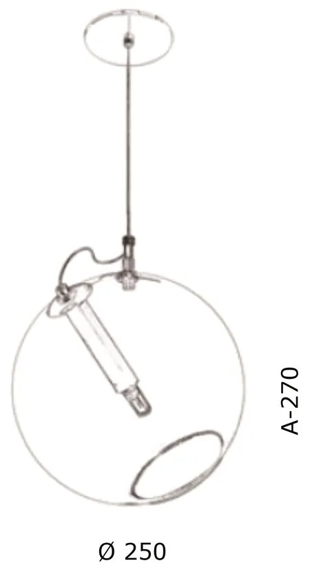 Pendente Globo Inclinado Ø25X27Cm Metal E Globo Ø25Cm 01Xg9 |Old Artis... (BRANCO / COBRE BRILHO, CLEAR (TRANSPARENTE))