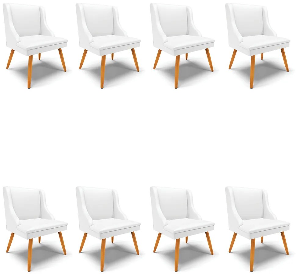 Kit 08 Cadeiras de Jantar Liz Corino Pes Palito Castanho D03 - D'Rossi - Branco