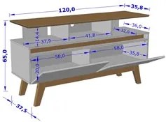 Rack Bancada Para TV Até 50 Pol. 2 Portas Rubi 1.2 Cinamomo/Preto Fosc