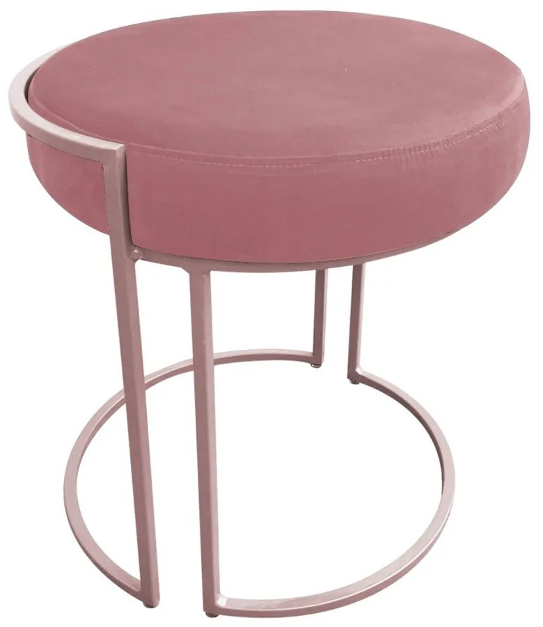 Puff Redondo Base Industrial Rosê Kit 2 Love Suede D03 - D'Rossi  - Rose