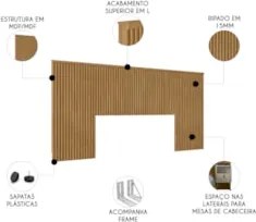 Cabeceira Casal e Queen Painel Ripado 241cm Palmeira Nature L06 - Mpoz