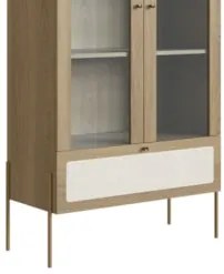 Cristaleira 2 Portas de Vidro Pé Metal Arlo A10 Hanover/Dourado - Mpoz