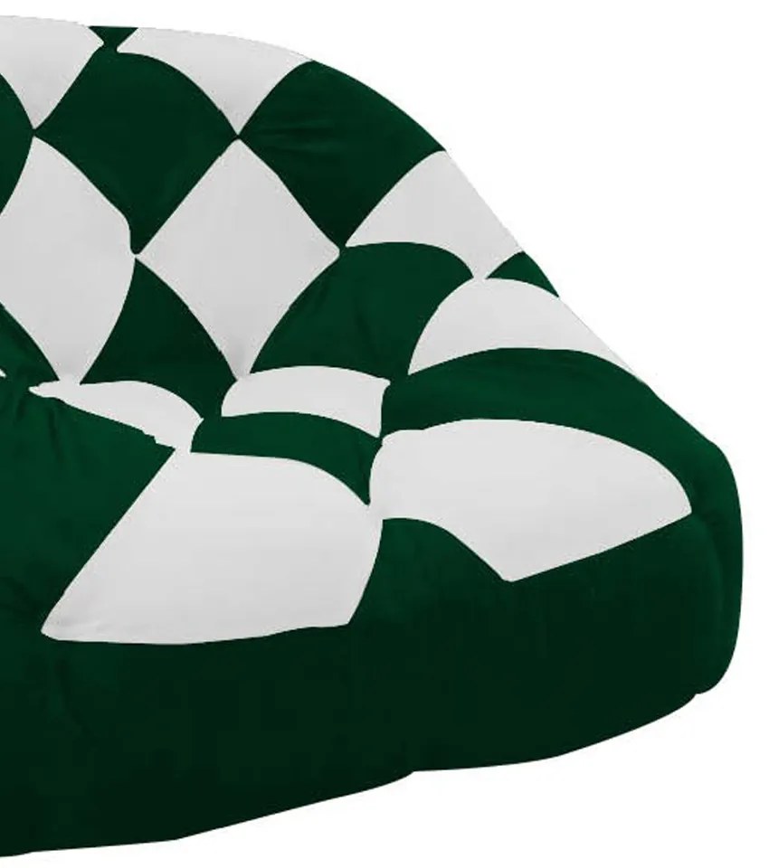Poltrona Redonda Tipo Puff Dama Suede Verde e Branco C05 - D'Rossi