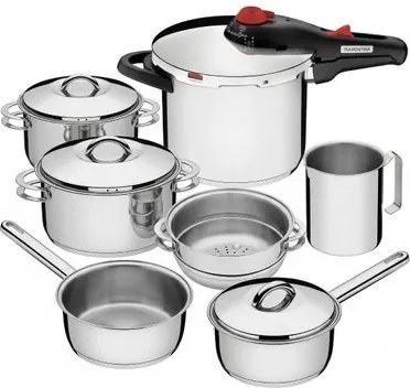 Kit Jogo de Panelas Tramontina Solar 7 Peças Aço Inox Indução