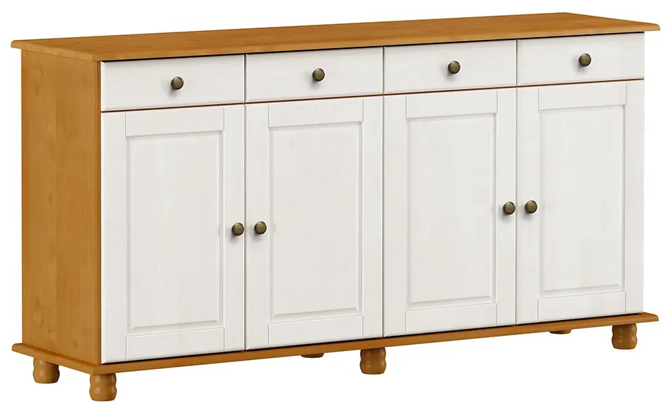 Buffet Decorativo Ivan Madeira 4 Portas e 4 Gavetas Carvalho/Branco G74 - Gran Belo