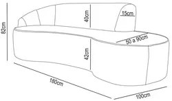 Sofá Living 2 Lugares 180cm Braço Esquerdo Mozart D06 Veludo Preto - M