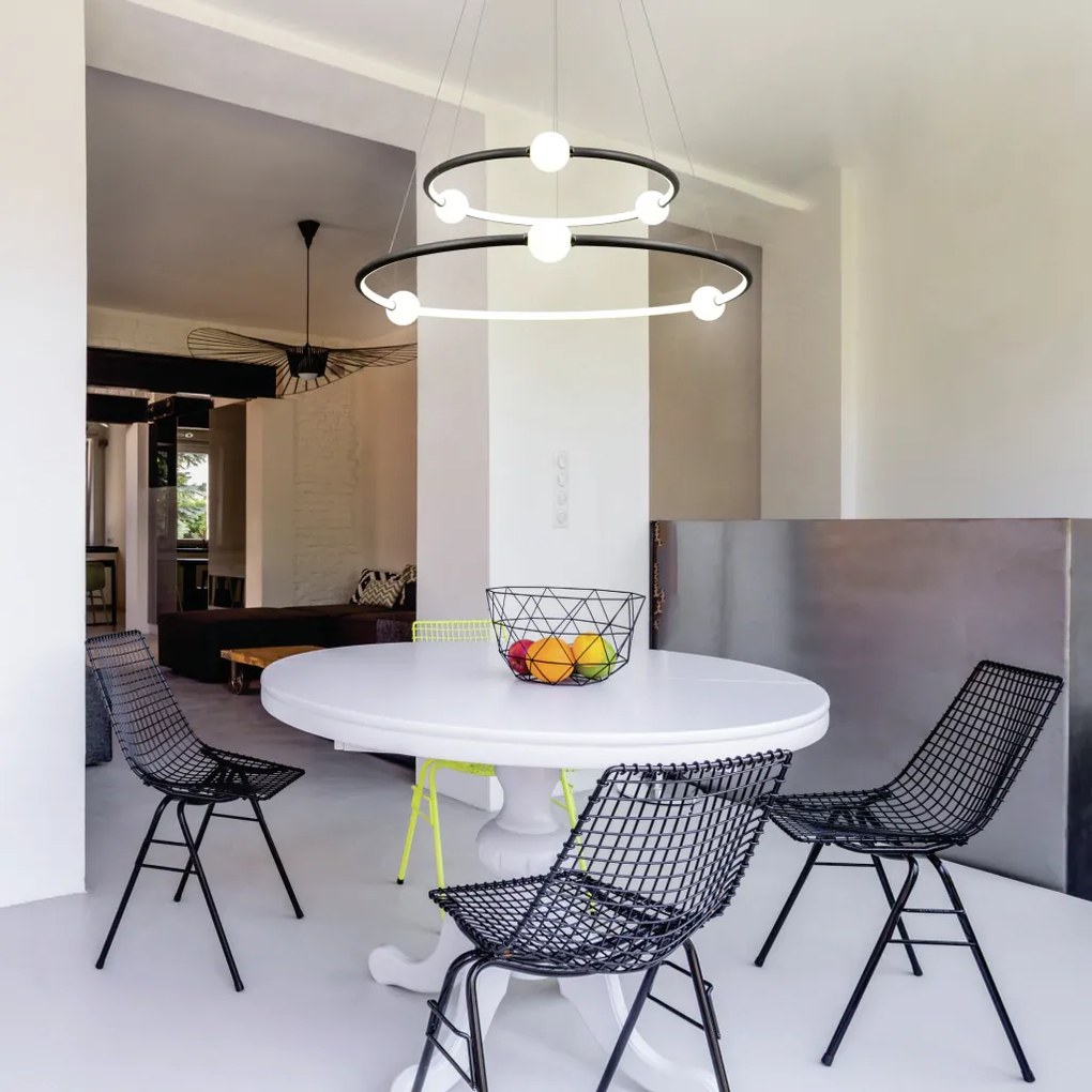 Pendente Nébula Ø87Cm / Ø64Cm Led 80W 3000K Bivolt / Anel Duplo | Bell...