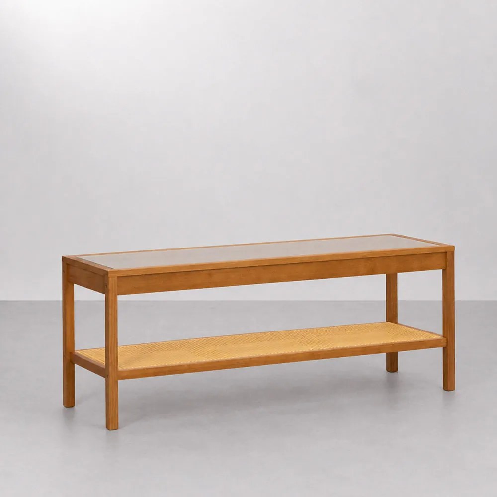 Rack Zia de Vidro e Palha Natural Canela - 1,30m