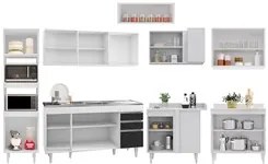 Armário de Cozinha Modulada de Canto 8 Peças CP09 Balcão com Pia Inox