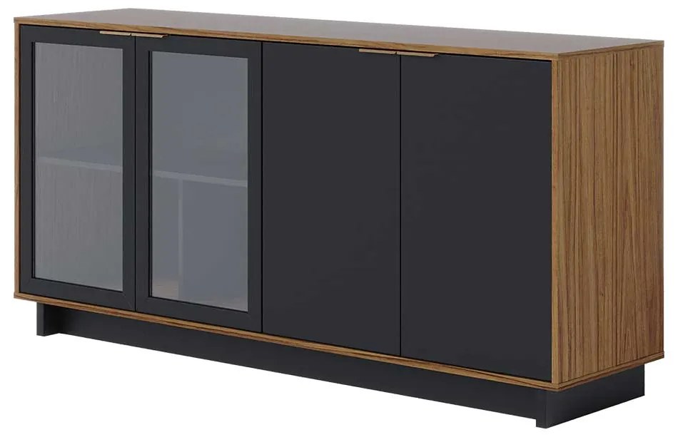 Buffet Aparador Decorativo 160cm Gunga Noce/Preto G73 - Gran Belo
