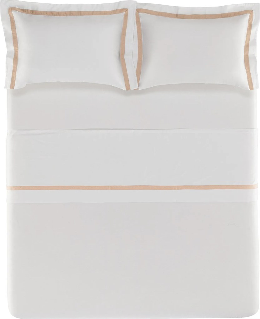 Jogo de Cama Trussardi Cetim 300 Fios Vercelli - Branco e Rosa Pétali King