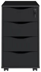 Mesa Escrivaninha em L Eron e Gaveteiro com Rodízios Mity A06 Preto -