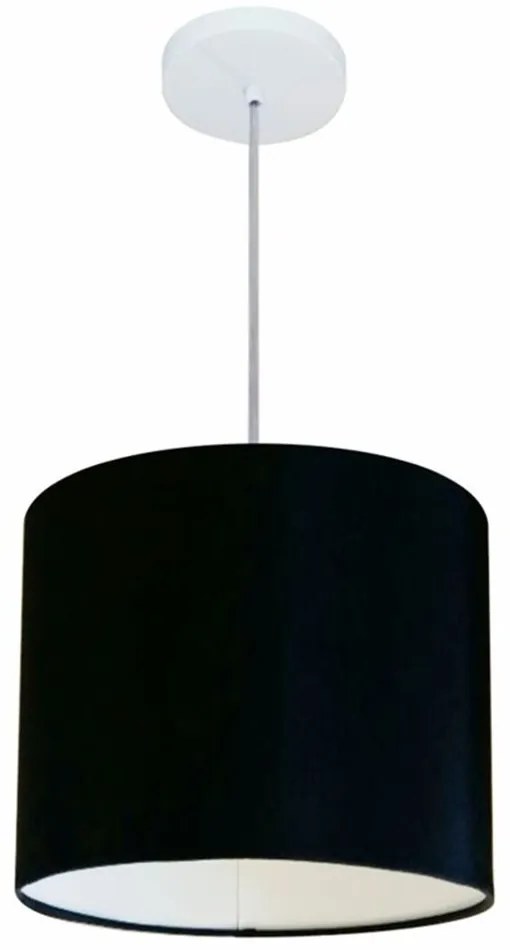 Lustre Pendente Cilíndrico Md-4143 Cúpula em Tecido 35x25cm Preto - Bivolt