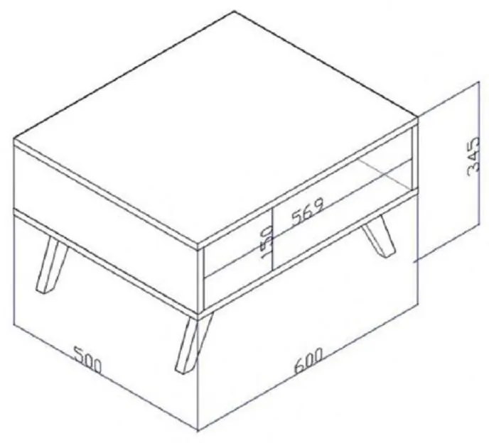 Mesa De Centro Nicho Retangular Retrô Rt3020 - Rústico