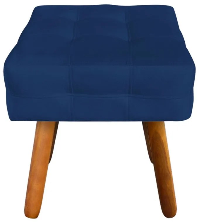 Puff Banqueta Decorativo Pé Palito de Madeira Kit 2 Elisa Suede Azul Marinho D03 - D'Rossi