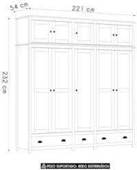 Guarda Roupa Casal 221cm 10 Portas 3 Gavetas Lázio Branco/Freijó F07 -